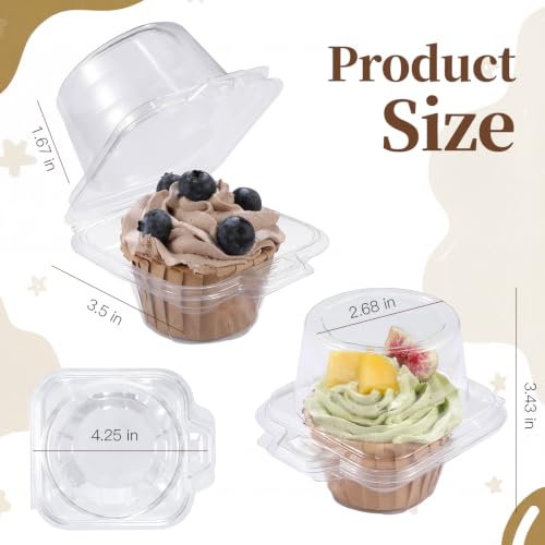 50-Pack Individual Cupcake Containers with Clear Dome Lids