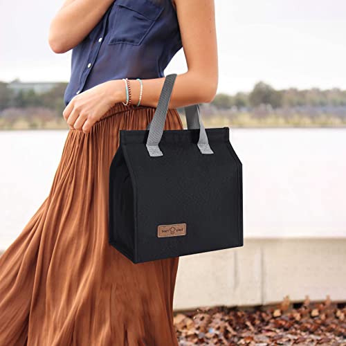 2pcs Black Insulated Lunch Bag Set - Reusable Tote Bags