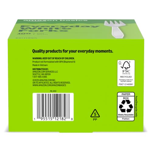 Amazon Basics Disposable Plastic Forks - 100 Count, BPA Free