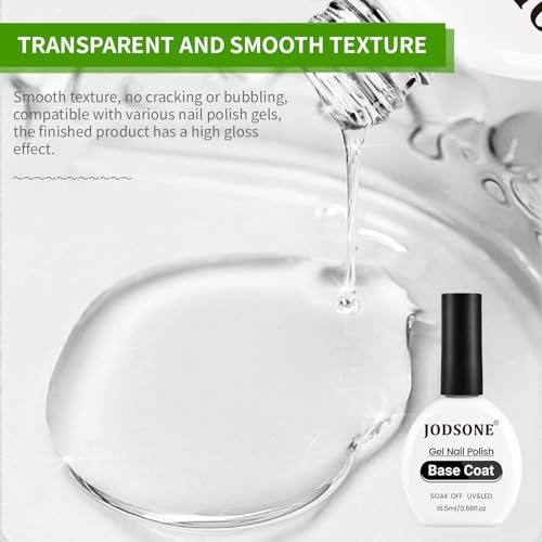 JODSONE Base Coat and Top Coat Gel Polish Set 16.5ml No Wipe