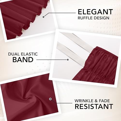 Wrap Around Queen Bed Skirt - Burgundy, 16 Inch Drop, Easy Fit