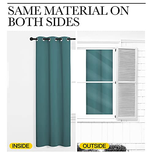 NICETOWN Sea Teal Blackout Curtain Panel 55" x 68" - Thermal Insulated Room Darkening Drapery