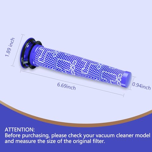Replacement Vacuum Pre-Filters for Dyson V7 & V8 - Pack of 3, Reusable & Washable
