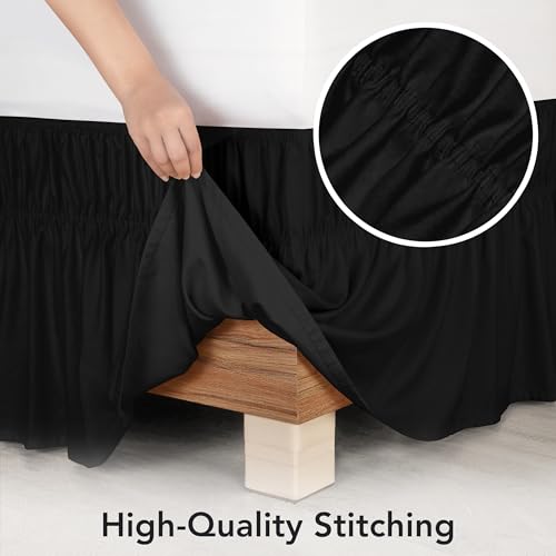Queen Bed Skirt with Adjustable Elastic Belt – 16 Inch Drop