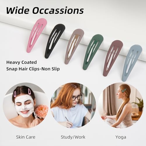 TEBIEKOY 36-Piece Metal Snap Hair Clips 1.96-Inch Tear Drop Hair Barrettes