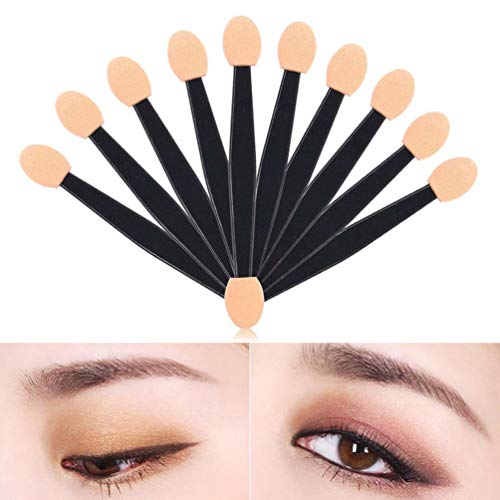 JASSINS 50Pcs Disposable Eyeshadow Applicators, Double-Sided Sponge Makeup Brushes