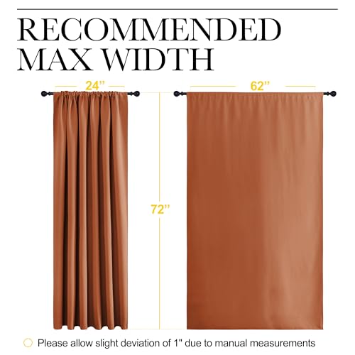 NICETOWN Blackout Curtains - 62" x 72" Rod Pocket Drapes, Burnt Orange (2 Panels)