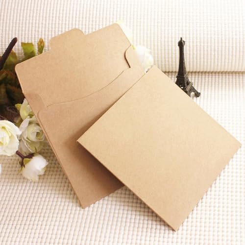 50pcs Kraft Paper CD/DVD Sleeves - Brown Storage Envelopes 5x5 Inches