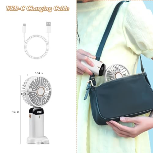 JEDLEM Portable Mini Handheld Fan - USB Rechargeable, 3 Speed, Ultra-Quiet