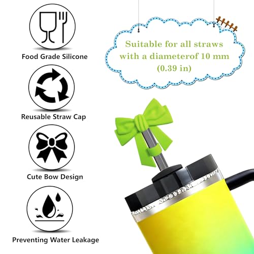 8PCS Bow Straw Toppers for 30oz/40oz Tumblers - Silicone Covers