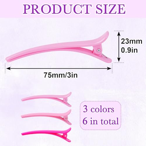 HINZIC Plastic Alligator Hair Clips - 6 Pack Flat Duckbill Styling Barrettes