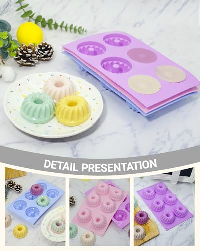 SmartKitch Silicone Jello Molds 3pcs Set - Fluted Tube Cake Pans (Purple, Blue, Pink)