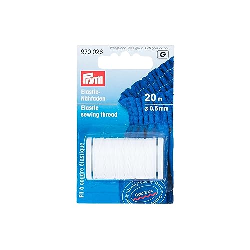 Prym Elastic Sewing Thread - White, 22 Yards (20 M) for Knitting & Sewing