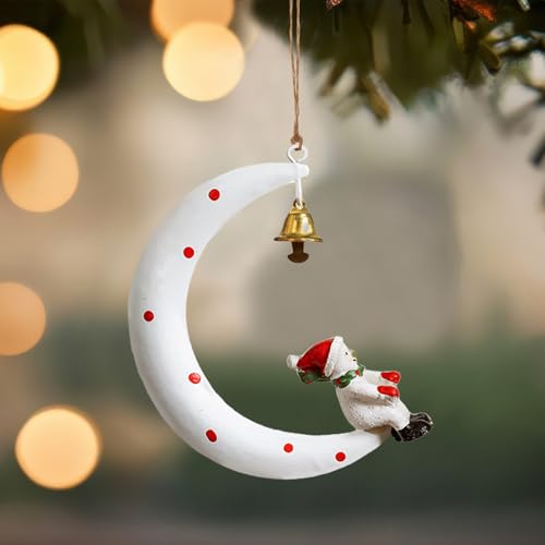Ziyutam Christmas Moon Snowman Ornament with Bells - Festive Decor