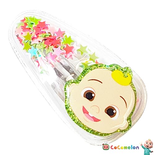Cocomelon Hair Clips for Girls - 6pc Magical Confetti Snap Clips