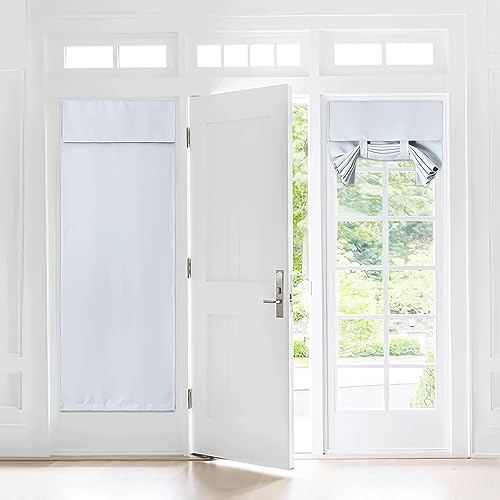 NICETOWN Blackout French Door Curtain, 30"x72", Adhesive No-Drill Greyish White