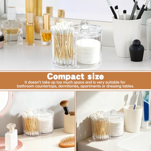 Acrylic Q Tip Holder with Dustproof Lid - Dual-Compartment Organizer