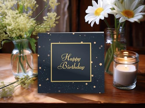 Celestial Starry Night Birthday Card with Kraft Envelope