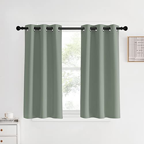 NICETOWN Sage Green Blackout Curtains - 34" x 40" Thermal Grommet Panels