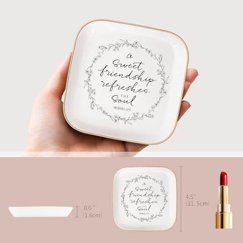 White Friendship Jewelry Dish - Christian Gift for Women & Best Friends