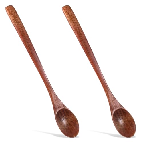 Wooden Honey Spoon Set, 2 Pcs 7.7 Inch Long Spoons for Kitchen and Tea