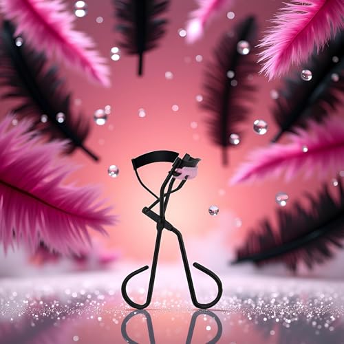 Eyelash Curler with Built-in Comb and Silicone Pads in Black