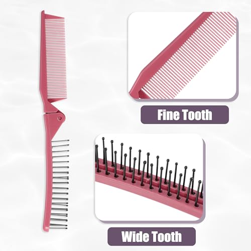 VOCOSTE Folding Hair Comb, Portable Travel Pocket Hair Brush, Dark Pink