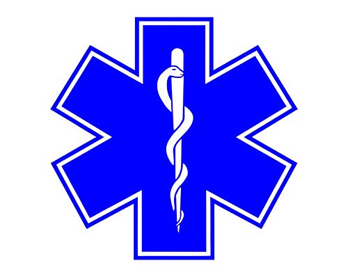 Star of Life Vinyl Decal - EMS EMT Medical Sticker for Cars, Trucks & Laptops - 5 Inch Blue