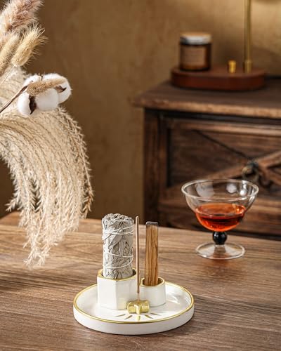 Gold Star Ceramic Incense Holder - 4-in-1 Palo Santo & Sage Burner