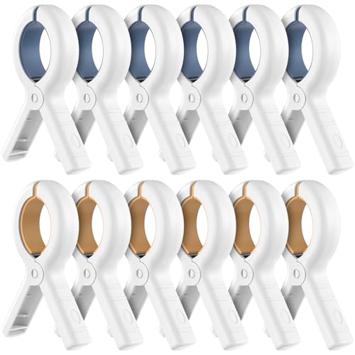 Senbowe Heavy Duty Beach Towel Clips - 12 Pack Windproof Clothes Pins
