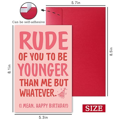 Funny Birthday Card for Friend or Sister - Humorous Sarcastic Joke