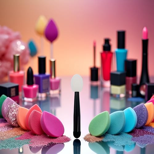 Fansoftiks 100 Pcs Disposable Eyeshadow Applicators Dual Sided Sponge Tip