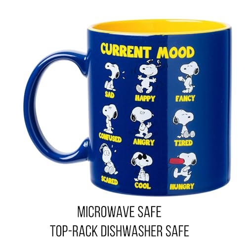 Silver Buffalo Peanuts Featuring Snoopy's Current Mood Various Emotions. Ceramic Mug, 20 Ounces