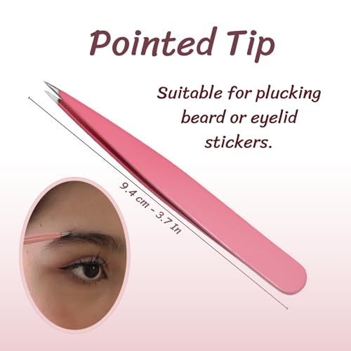 BRHEMA 4-Piece Professional Eyebrow Tweezers Set with Precision Tips