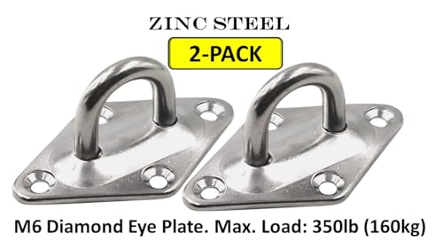 2-Pack Heavy Duty M6 Zinc Steel Diamond Pad Eye Plates