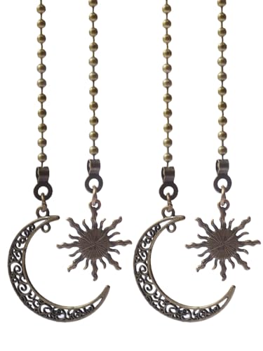 Sun and Moon Ceiling Fan Pull Chain Set - 4 Pack, 12 Inch