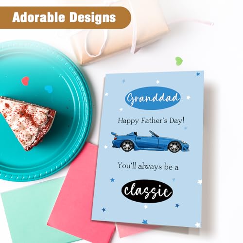 Funny Retro Car Father's Day Card for Grandad - Classic Design