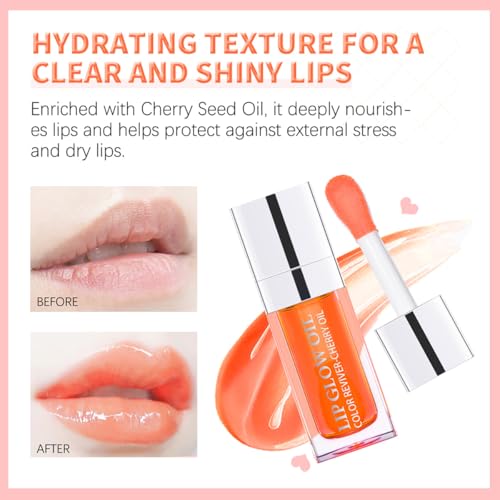 XTJXTJ Hydrating Lip Glow Oil - Moisturizing Lip Tint & Gloss 004 Coral