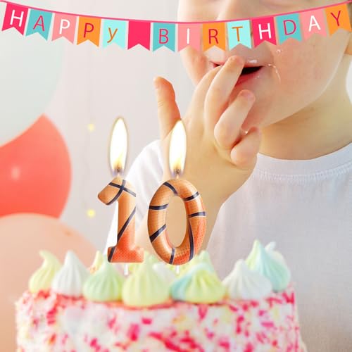 Basketball Birthday Candle - Number 8 Cake Topper for Kids