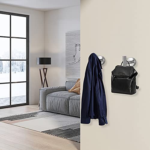 NearMoon Brushed Nickel Robe Hooks - Heavy Duty 4 Pack for Bathroom & Kitchen