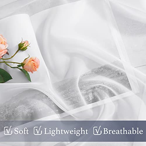 NICETOWN White Voile Sheer Kitchen Curtains, 60"W x 30"L, 2-Panel Set