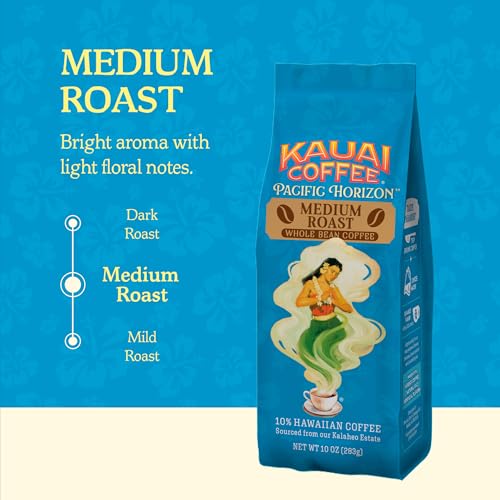 Kauai Coffee Whole Beans – Koloa Estate Medium Roast, 10oz (Pack of 4)