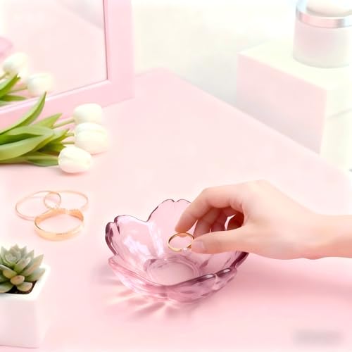 2-Pack Flower Jewelry Dish Set with 14K Alloy Rings - Perfect Gifts