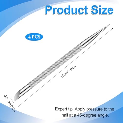 Xelsluthe Stainless Steel Nail Cleaner & Cuticle Pusher, 4 Pack