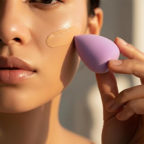 YLiiii 6Pcs Purple Mini Makeup Sponge Set for Concealer and Foundation