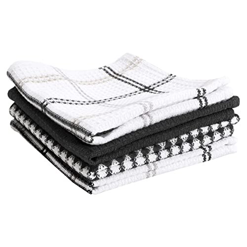 T-Fal Premium Waffle Cotton Dish Cloths 4-Pack Neutral 12x13" Kitchen Towels