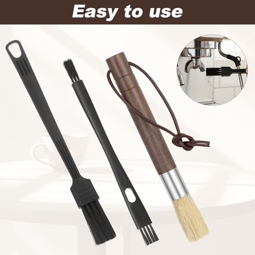 3-Piece Coffee Grinder Brush Set with Walnut Wood Handles
