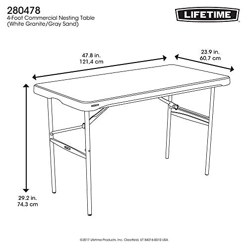LIFETIME 280478 Commercial Nesting Folding Table, 4-Foot