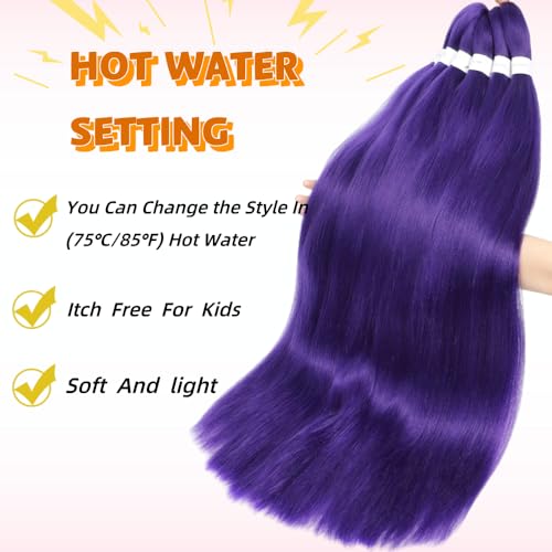 Peliri Purple Pre Stretched Braiding Hair 26 Inch Synthetic Crochet Hair Extensions 2 Packs