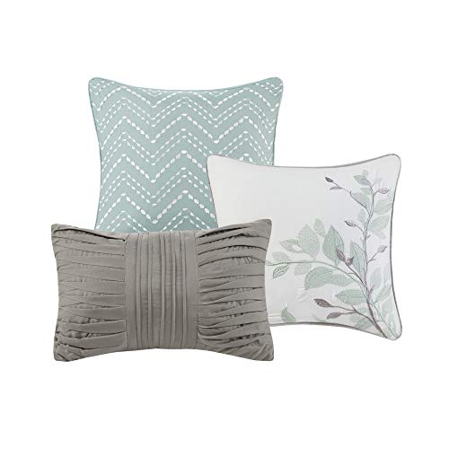 Madison Park Claire Quilt Modern Design - All Season, Breathable Coverlet Lightweight Bedding Set, Matching Shams, Decorative Pillow, Full/Queen (90 in x 90 in), Diamond Aqua 6 Piece